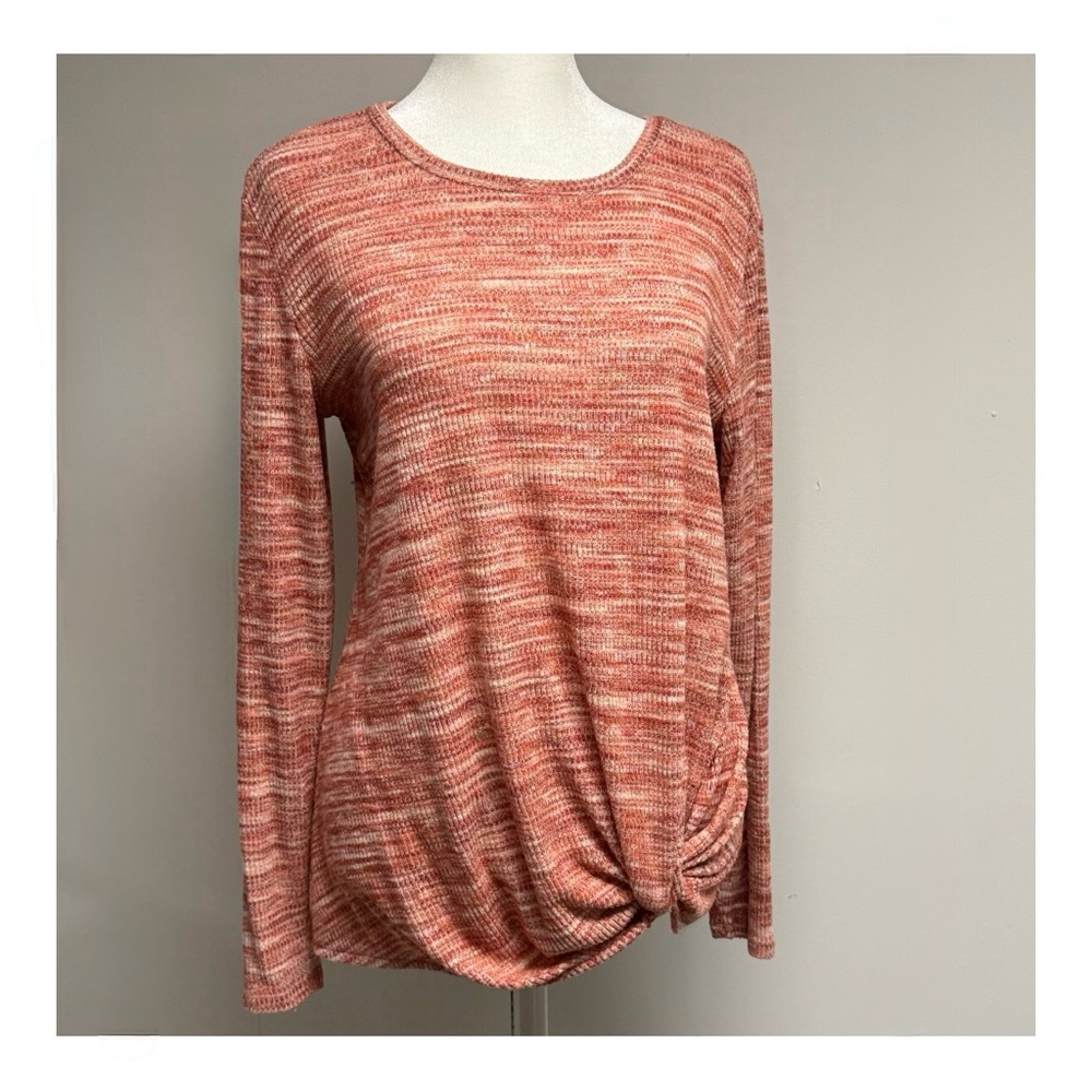 🤍 LOFT Long Sleeve Twist Front Coral Top || Size medium